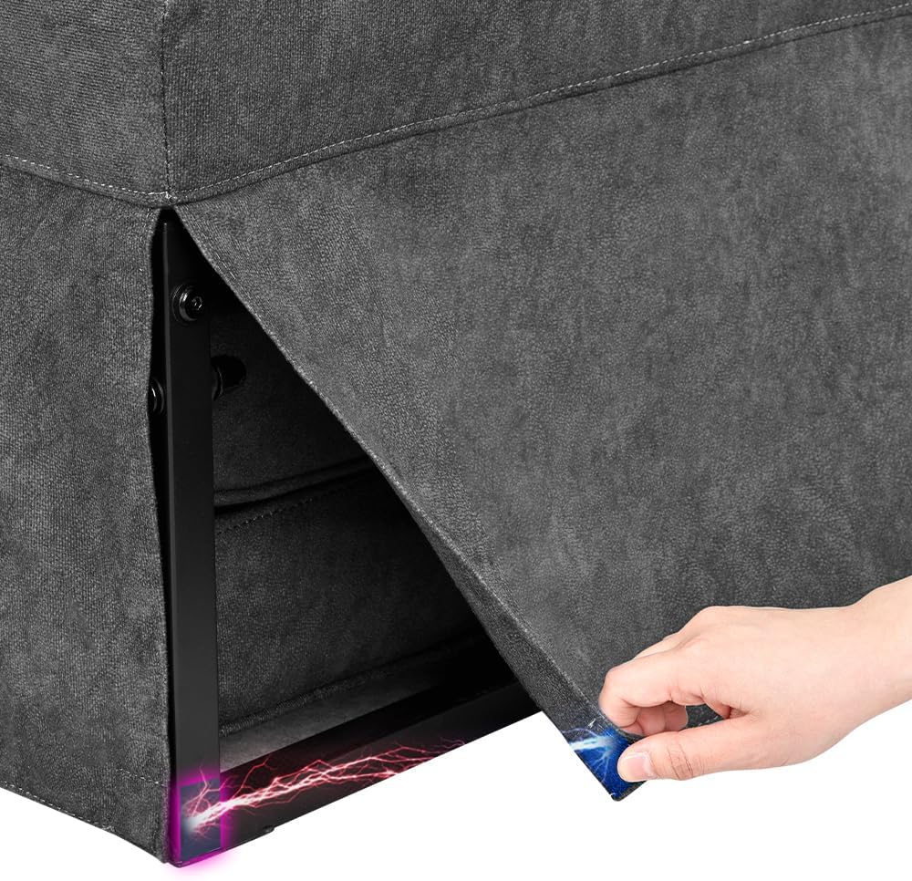 Sleeper Chair Sofa Bed, 4-in-1 Convertible Futon Chair Multi-Function Couch Folding Ottoman with Adjustable Backrest for Living Room Apartment Office, No Assembly Required, 29” Width,Dark Gray